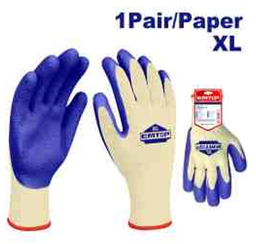 Professional XL Latex Gloves 10 Gauge - Polyester Liner Heavy Cargo Handling Worker - Textured Palm Extra Grip Cotton Seamless Shell Poly Bag